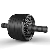 Home fitness abs wheel in black, designed for effective core workouts, includes sturdy handles and durable materials.