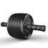 Home fitness abs wheel in black, designed for effective core workouts, includes sturdy handles and durable materials.