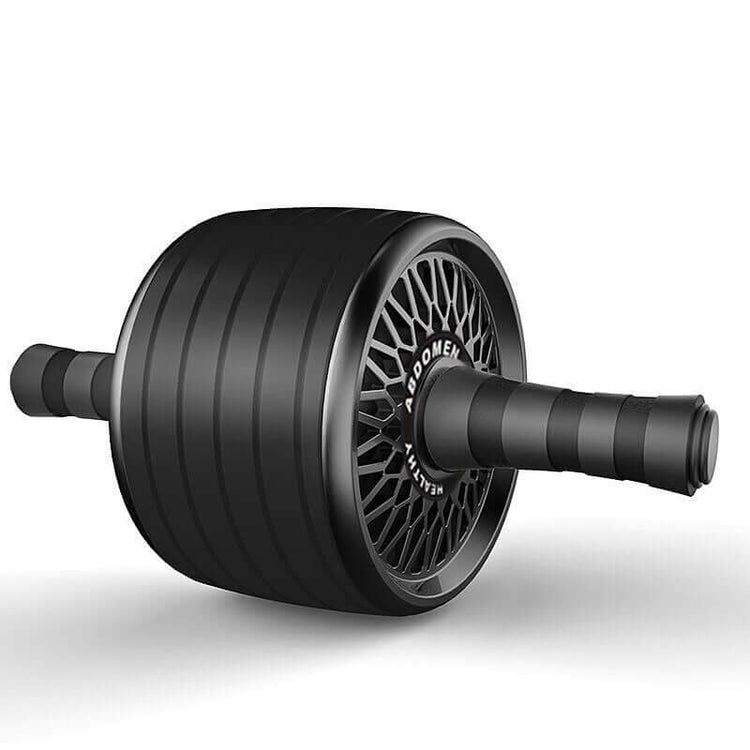 Home fitness abs wheel in black, designed for effective core workouts, includes sturdy handles and durable materials.