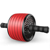 Home fitness abs wheel in red color with sturdy handles and durable design for effective workouts.