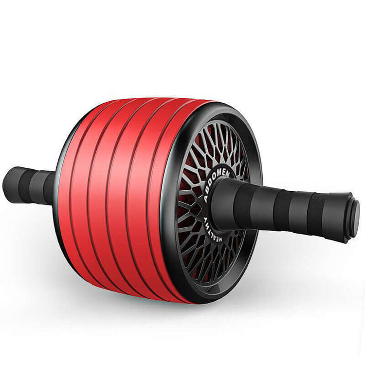 Home fitness abs wheel in red color, featuring sponge handles and durable design for effective core workouts.