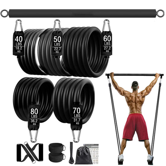 300lb Fitness Booty Resistance Elastic Band Workout for Training Home Exercise Sport Gym Dumbbell Harness Set Expander Equipment
