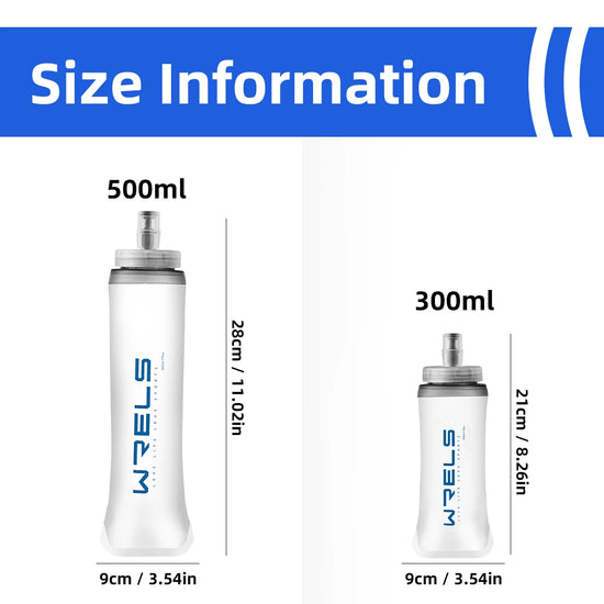 WRELS Sports Water Bottles BPA-Free Collapsible Soft Flask Running Camping Hiking Hydro Flask Soft Water Bottle for Hydration