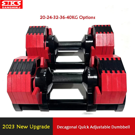 Decagonal Adjustable Dumbbells, New 40kg, Quick Adjustable Dumbbell, Increased Fitness Dumbbells, 2024